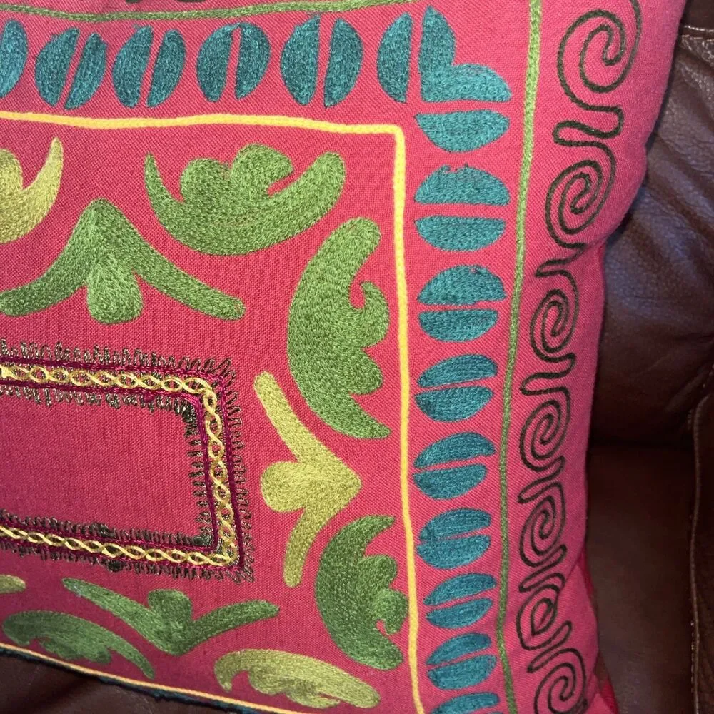 Crate And Barrel Jubilee Rectangular Decorative Pillow  16X24 Traditional Indian